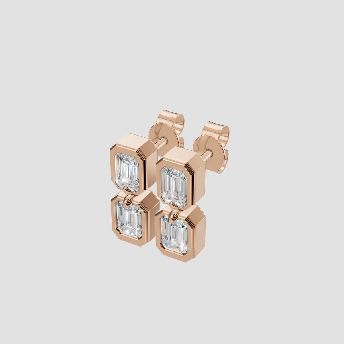 Adeline Emerald Diamond Double Bezel Drop Earrings