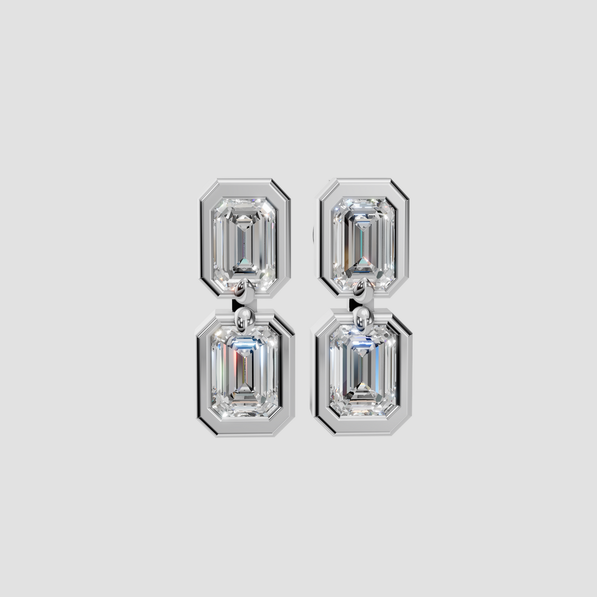 Adeline Emerald Diamond Double Bezel Drop Earrings