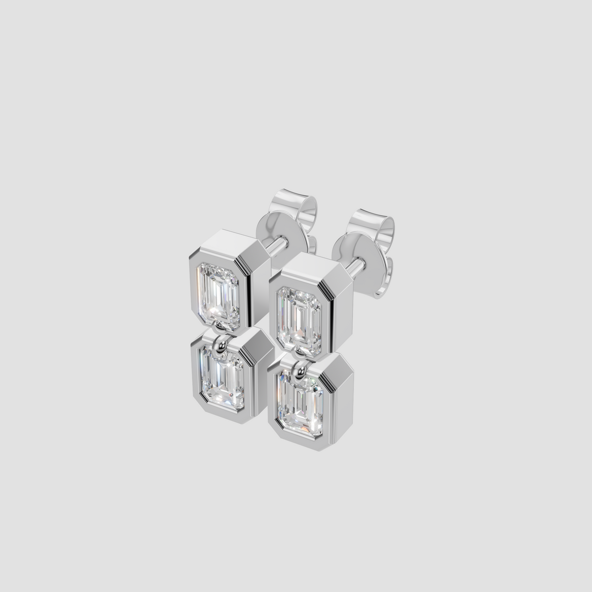 Adeline Emerald Diamond Double Bezel Drop Earrings