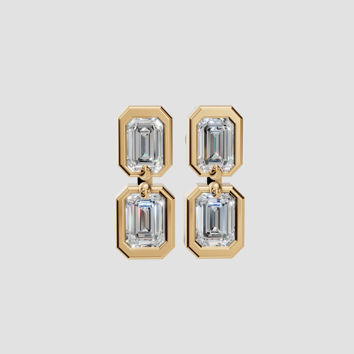 Adeline Emerald Diamond Double Bezel Drop Earrings