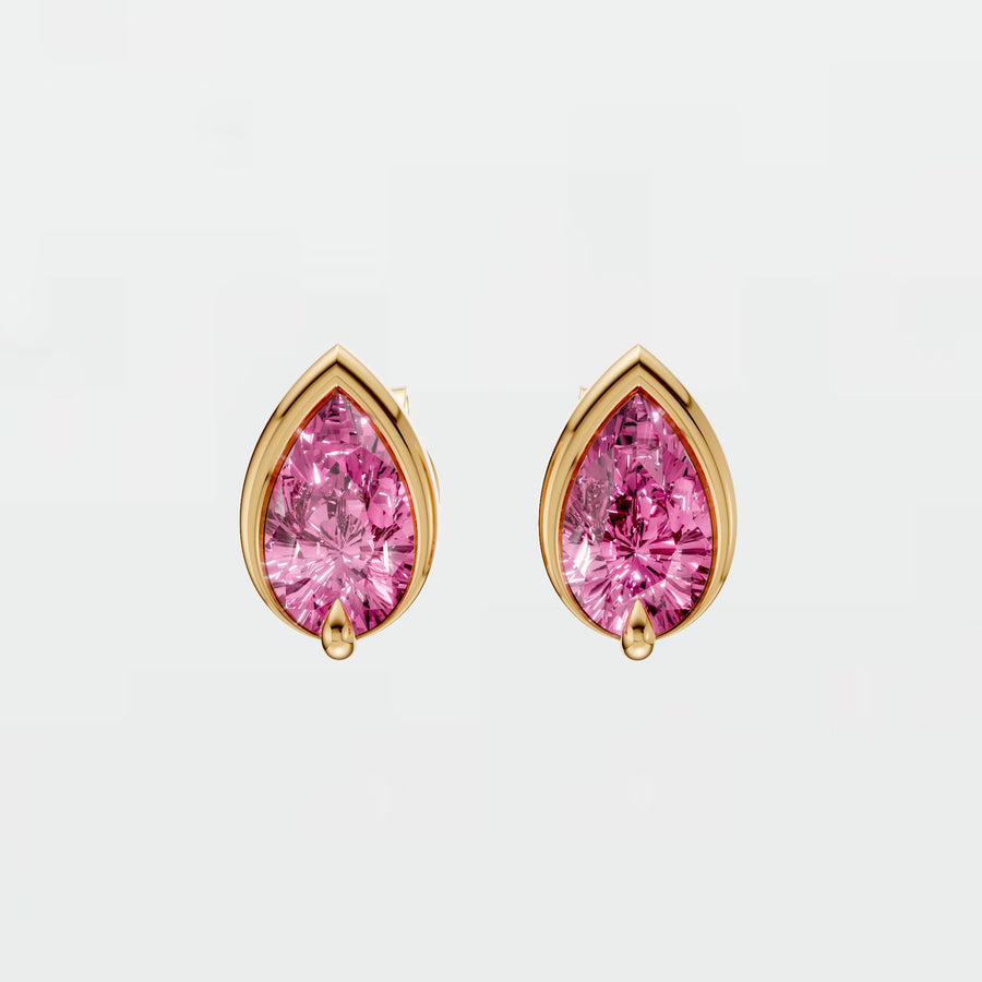Sienna Pear Cut Vivid Pink Diamond Teardrop Stud Earrings