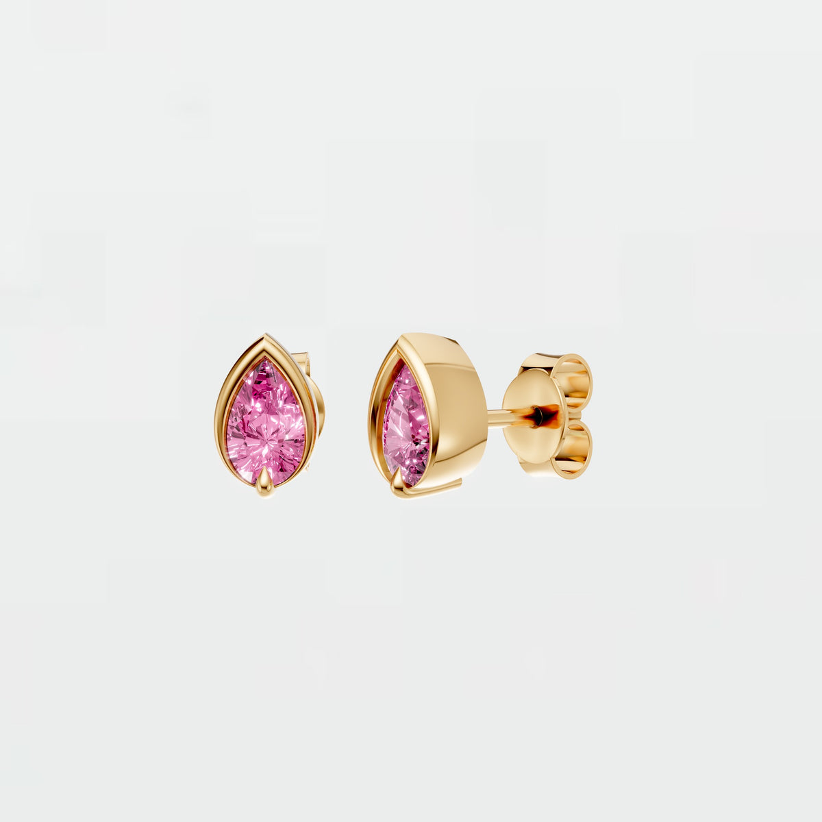 Sienna Pear Cut Vivid Pink Diamond Teardrop Stud Earrings