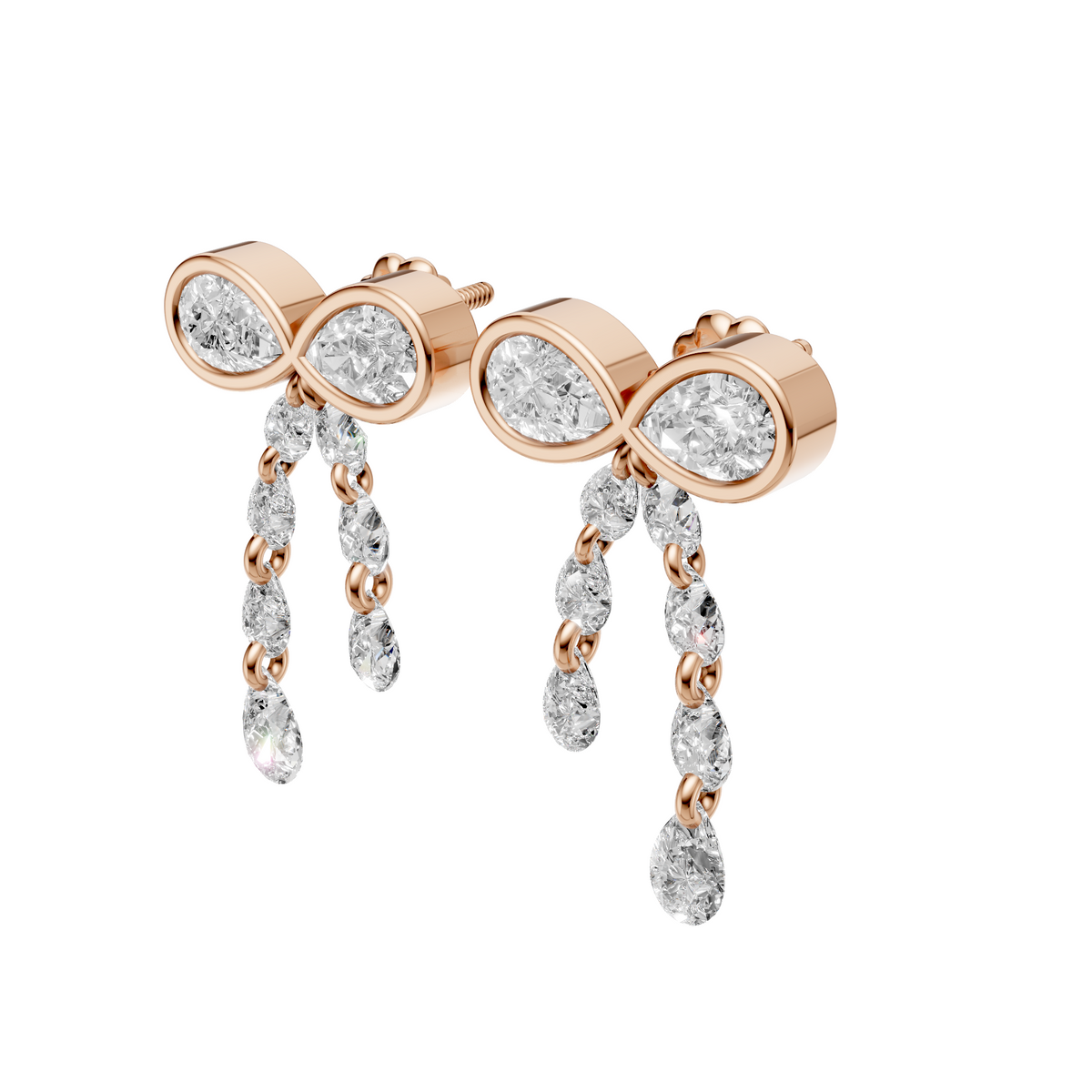 Juliette Pear Diamond Bow Drop Earrings – 14K Gold