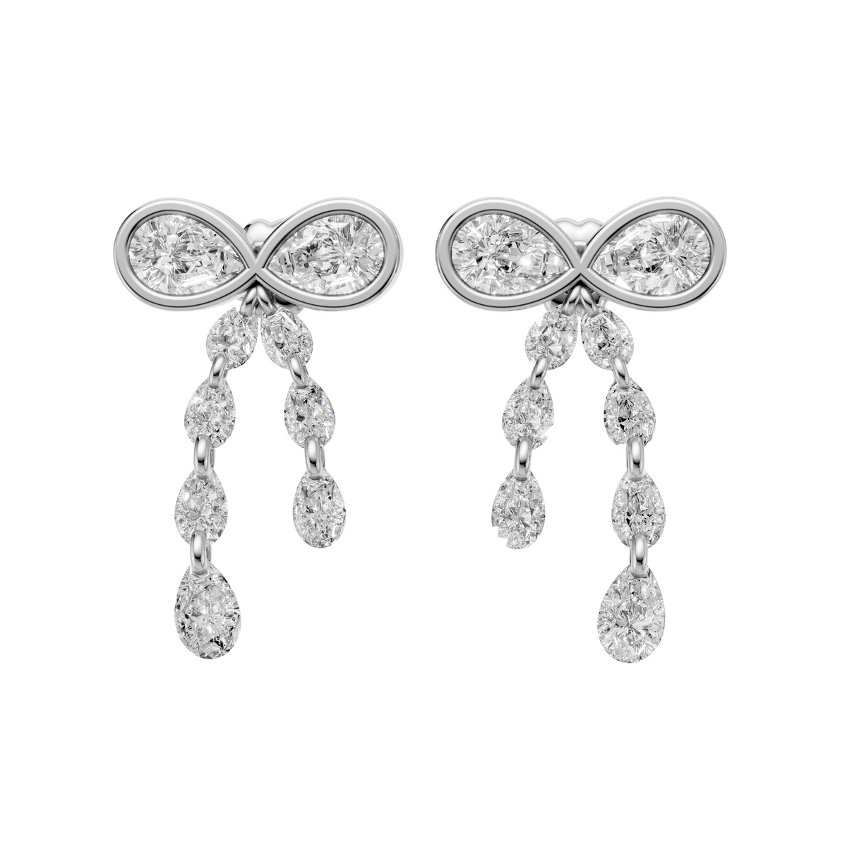Juliette Pear Diamond Bow Drop Earrings – 14K Gold