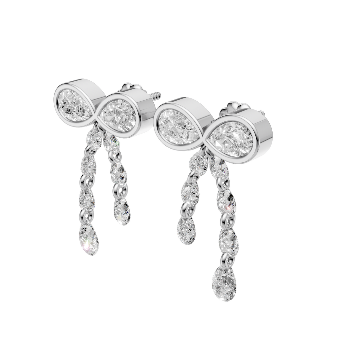 Juliette Pear Diamond Bow Drop Earrings – 14K Gold