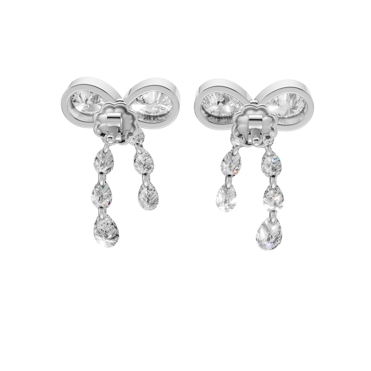 Juliette Pear Diamond Bow Drop Earrings – 14K Gold