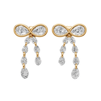 Juliette Pear Diamond Bow Drop Earrings – 14K Gold