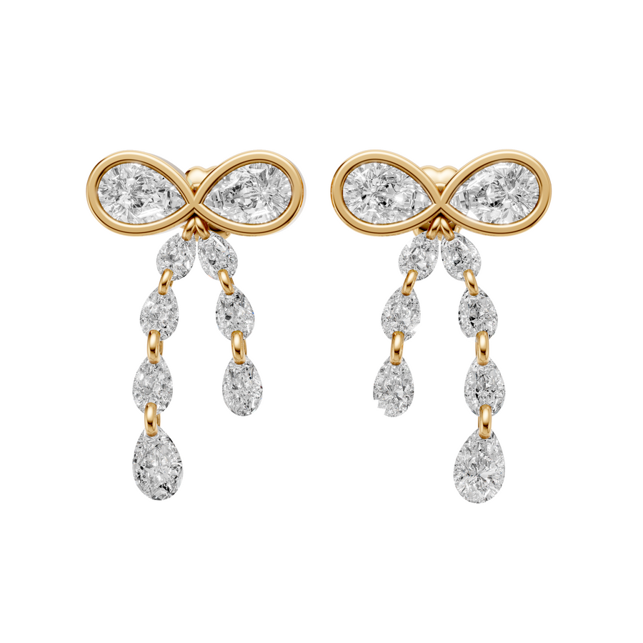Juliette Pear Diamond Bow Drop Earrings – 14K Gold