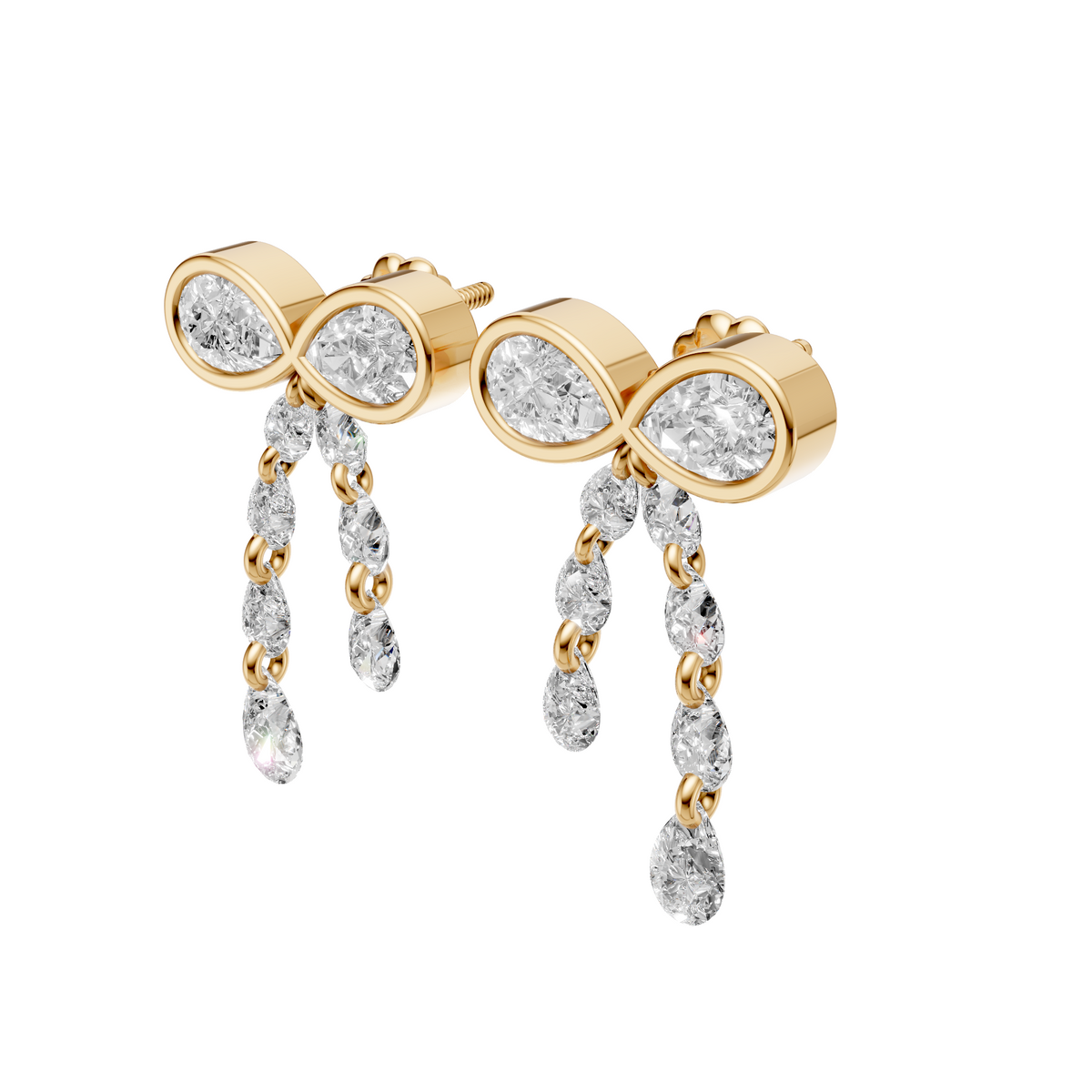 Juliette Pear Diamond Bow Drop Earrings – 14K Gold