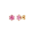 Round Pink Solitaire Studs in 14K Gold