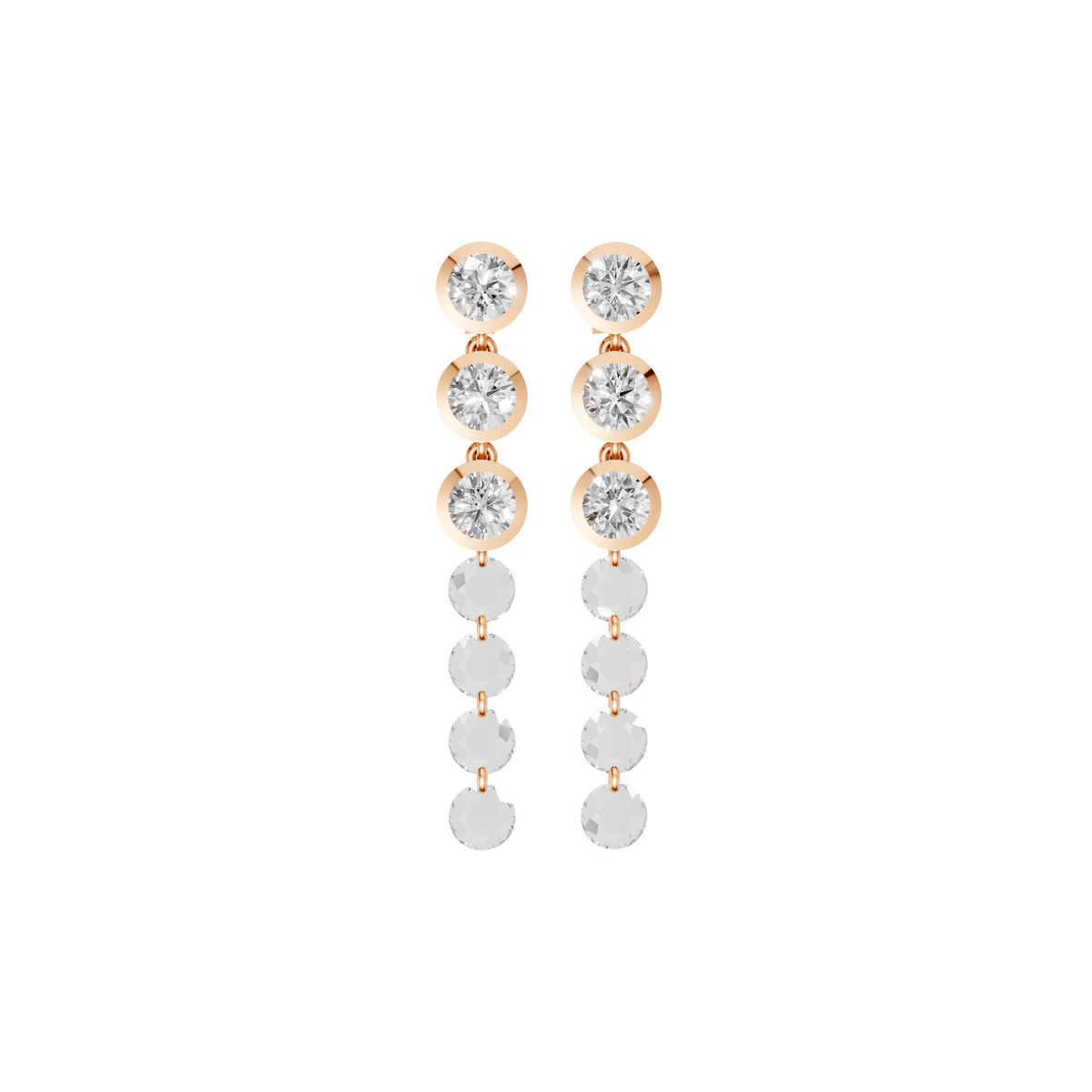Celeste Round Diamond Cascade Drop Earrings in 14K Yellow Gold