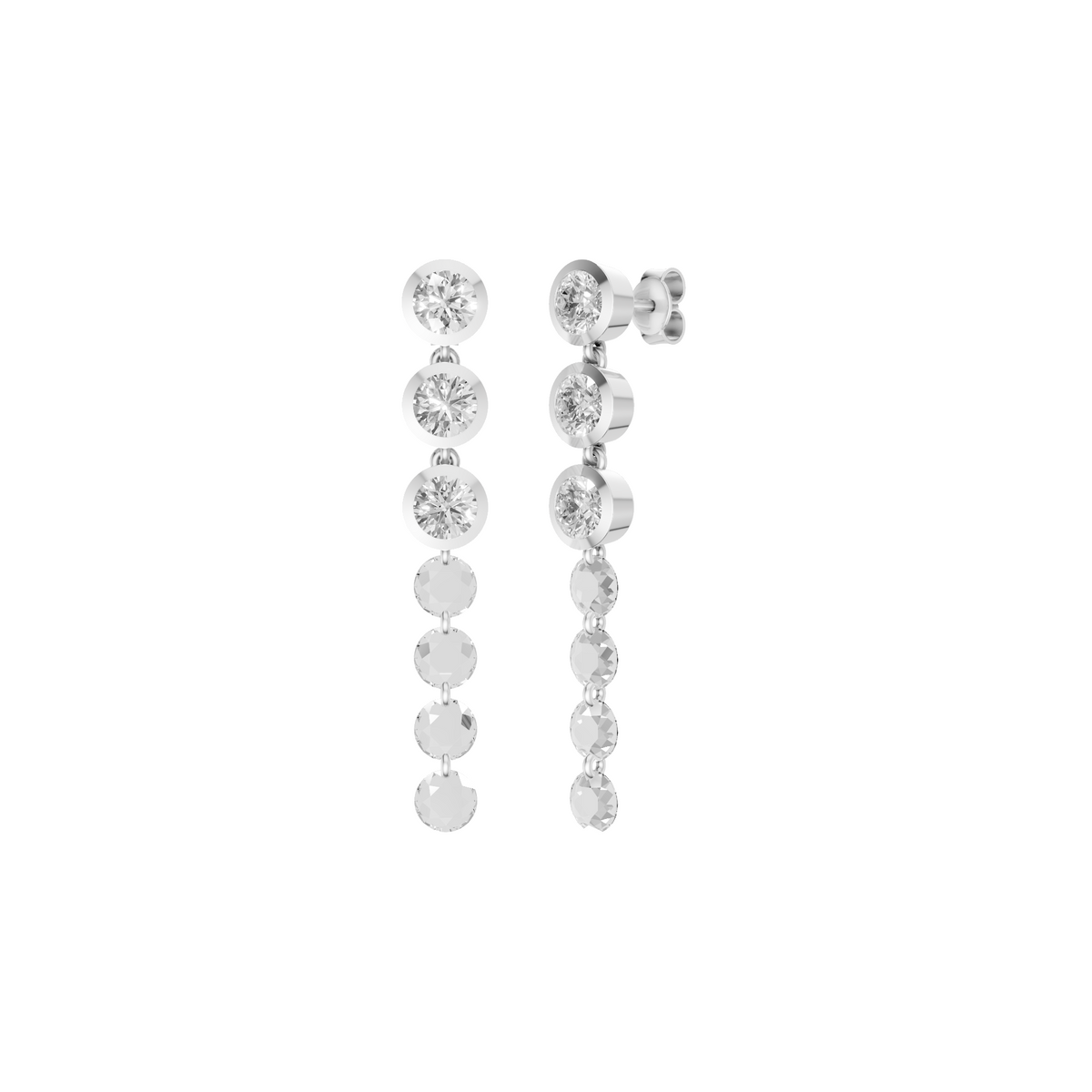 Celeste Round Diamond Cascade Drop Earrings in 14K Yellow Gold