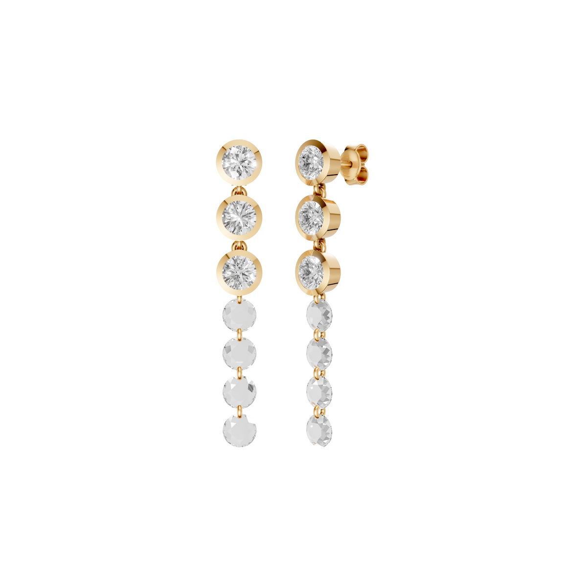 Celeste Round Diamond Cascade Drop Earrings in 14K Yellow Gold
