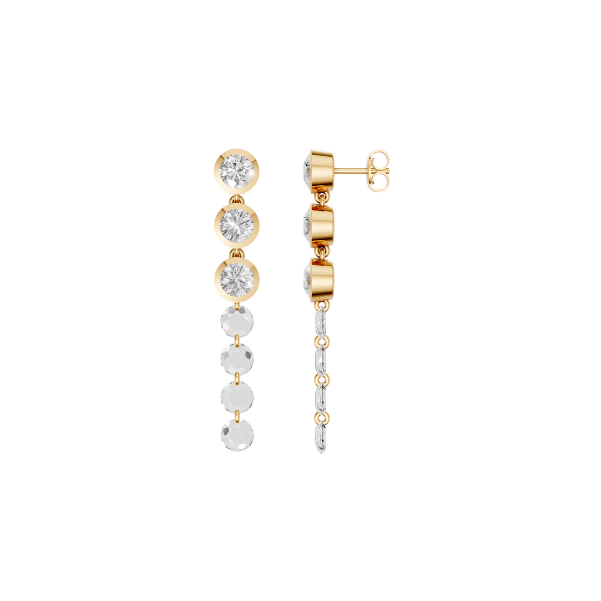 Celeste Round Diamond Cascade Drop Earrings in 14K Yellow Gold