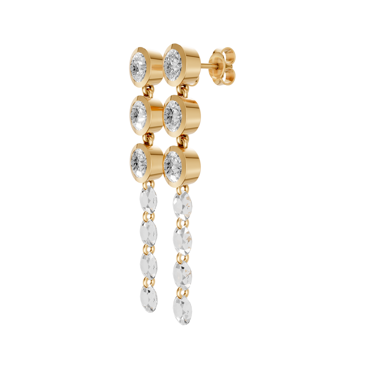 Celeste Round Diamond Cascade Drop Earrings in 14K Yellow Gold