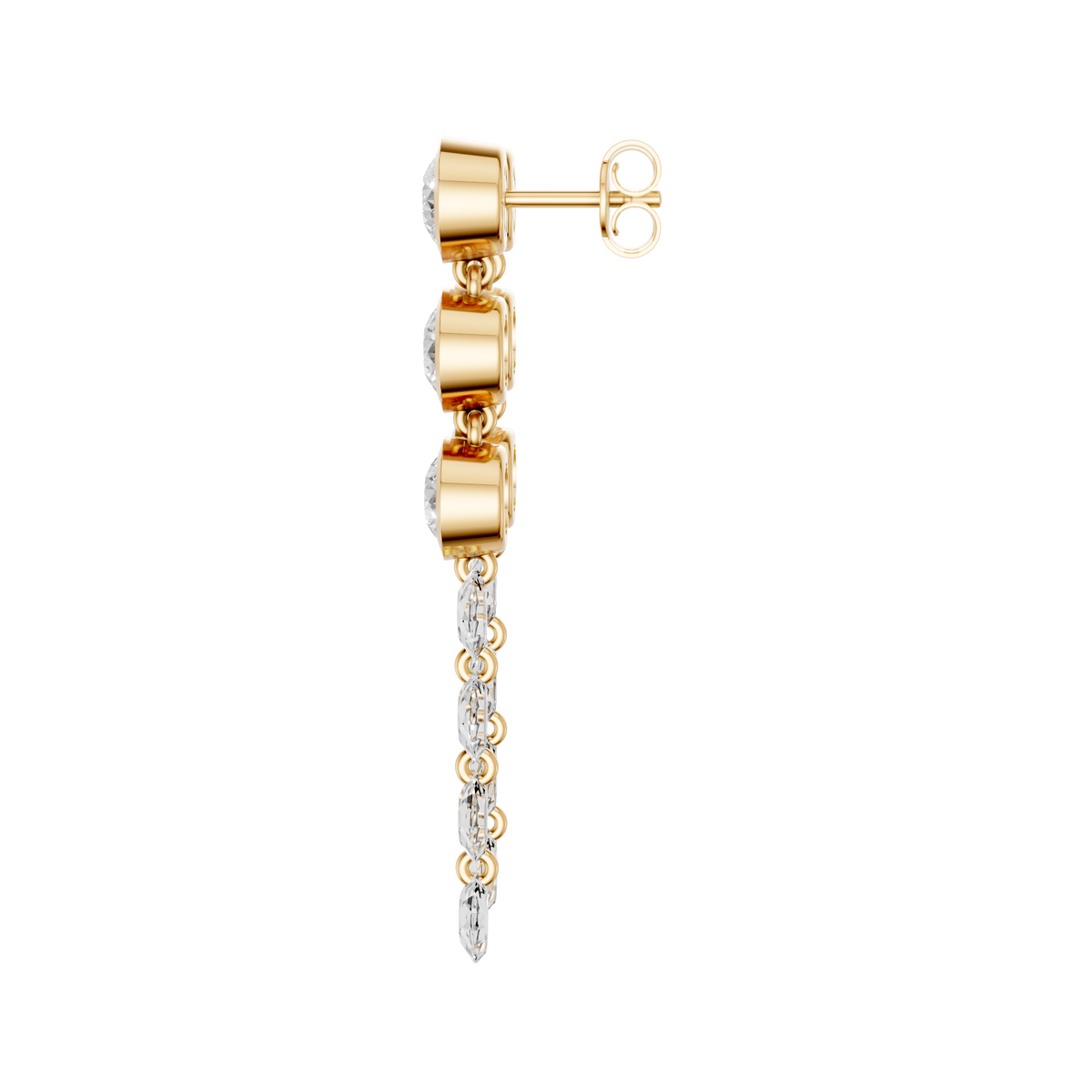 Celeste Round Diamond Cascade Drop Earrings in 14K Yellow Gold