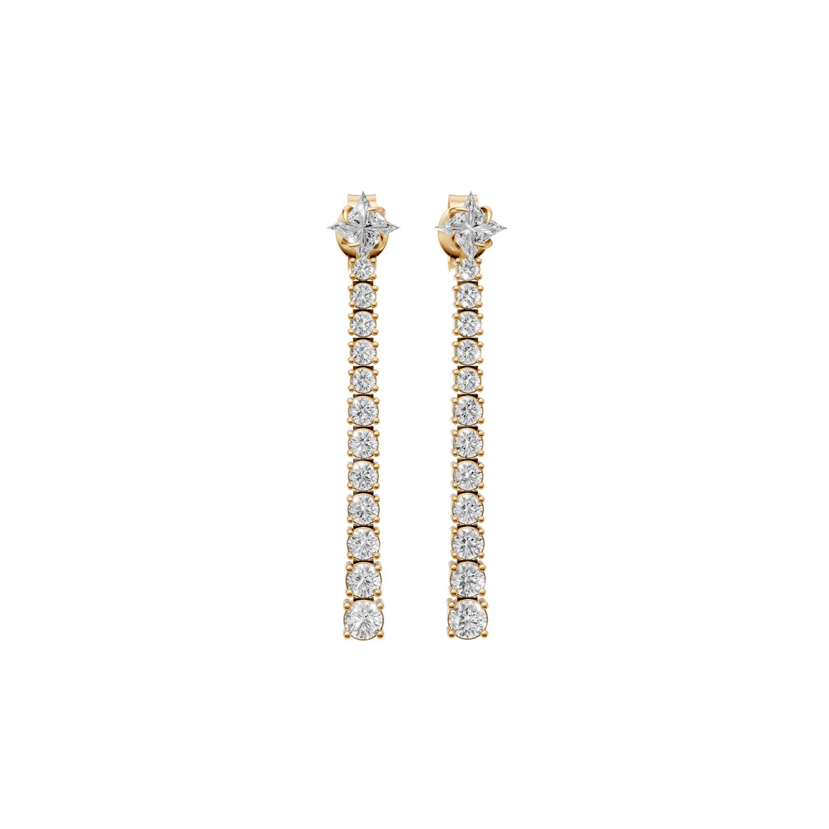 Celeste Twinkle & Round Diamond Cascade Drop Earrings In 14K Gold