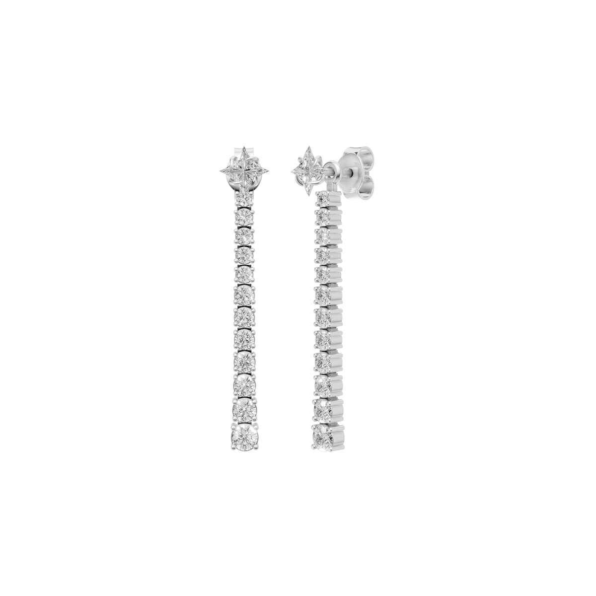 Celeste Twinkle & Round Diamond Cascade Drop Earrings In 14K Gold