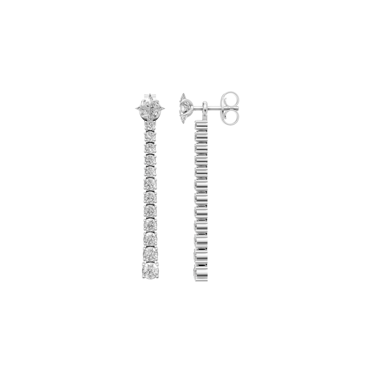Celeste Twinkle & Round Diamond Cascade Drop Earrings In 14K Gold