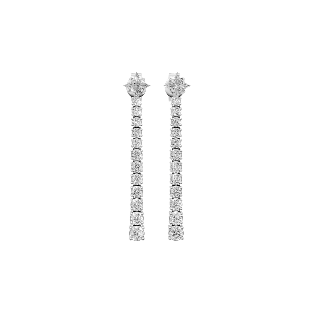 Celeste Twinkle & Round Diamond Cascade Drop Earrings In 14K Gold