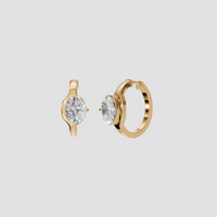 Aria Bezel-Set Oval Huggie Hoop Earrings In 14K Gold
