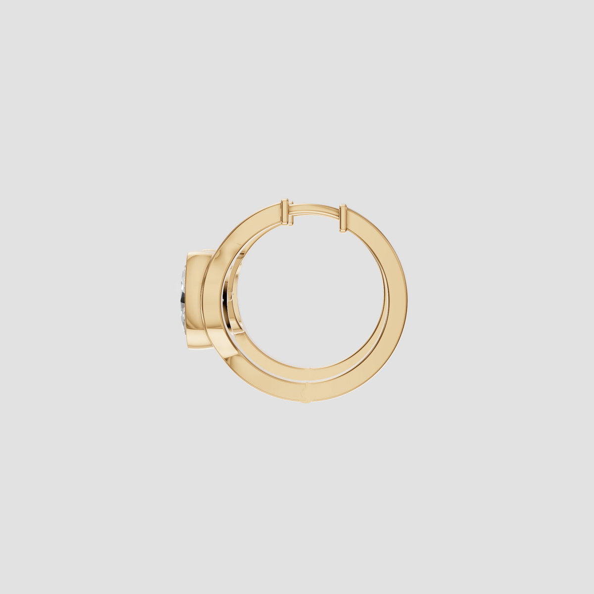 Aria Bezel-Set Oval Huggie Hoop Earrings In 14K Gold
