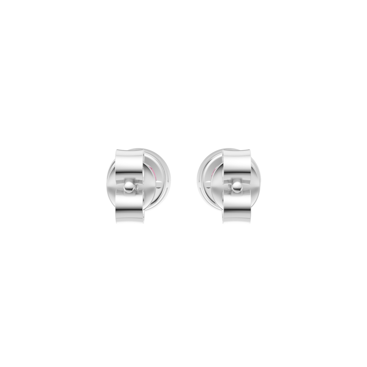 Pink Round Solitaire Stud Earrings in Rose Gold