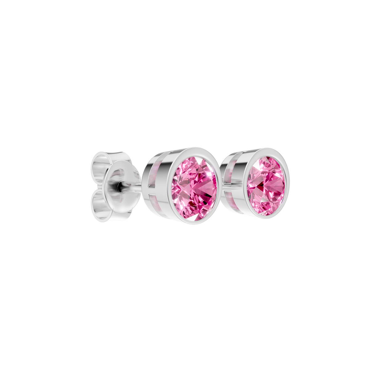 Pink Round Solitaire Stud Earrings in Rose Gold