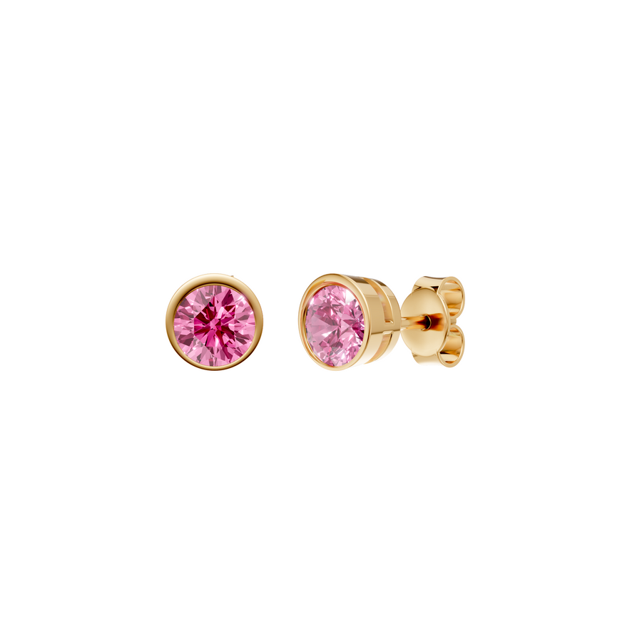 Pink Round Solitaire Stud Earrings in Rose Gold