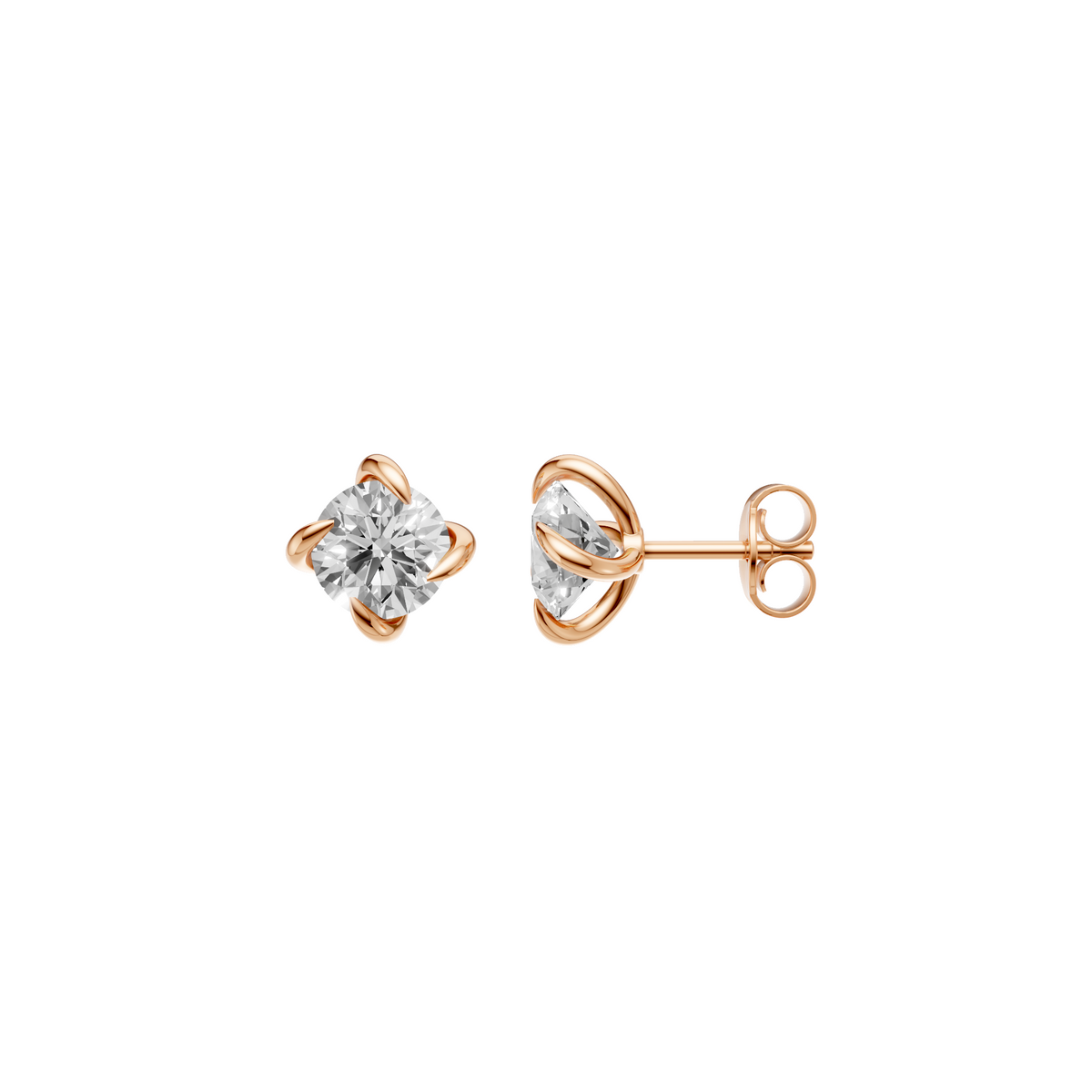 Lucia Round Diamond Claw Prong Solitaire Stud Earrings