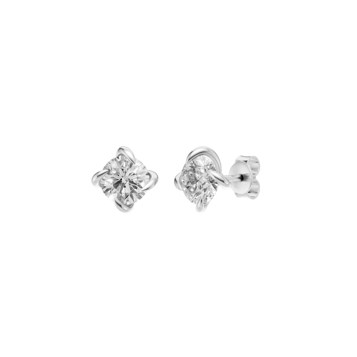 Lucia Round Diamond Claw Prong Solitaire Stud Earrings