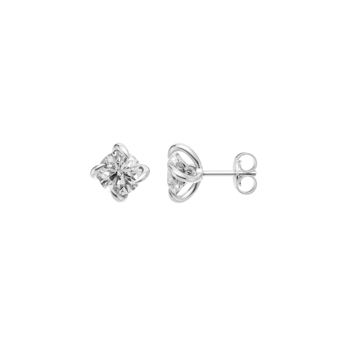 Lucia Round Diamond Claw Prong Solitaire Stud Earrings