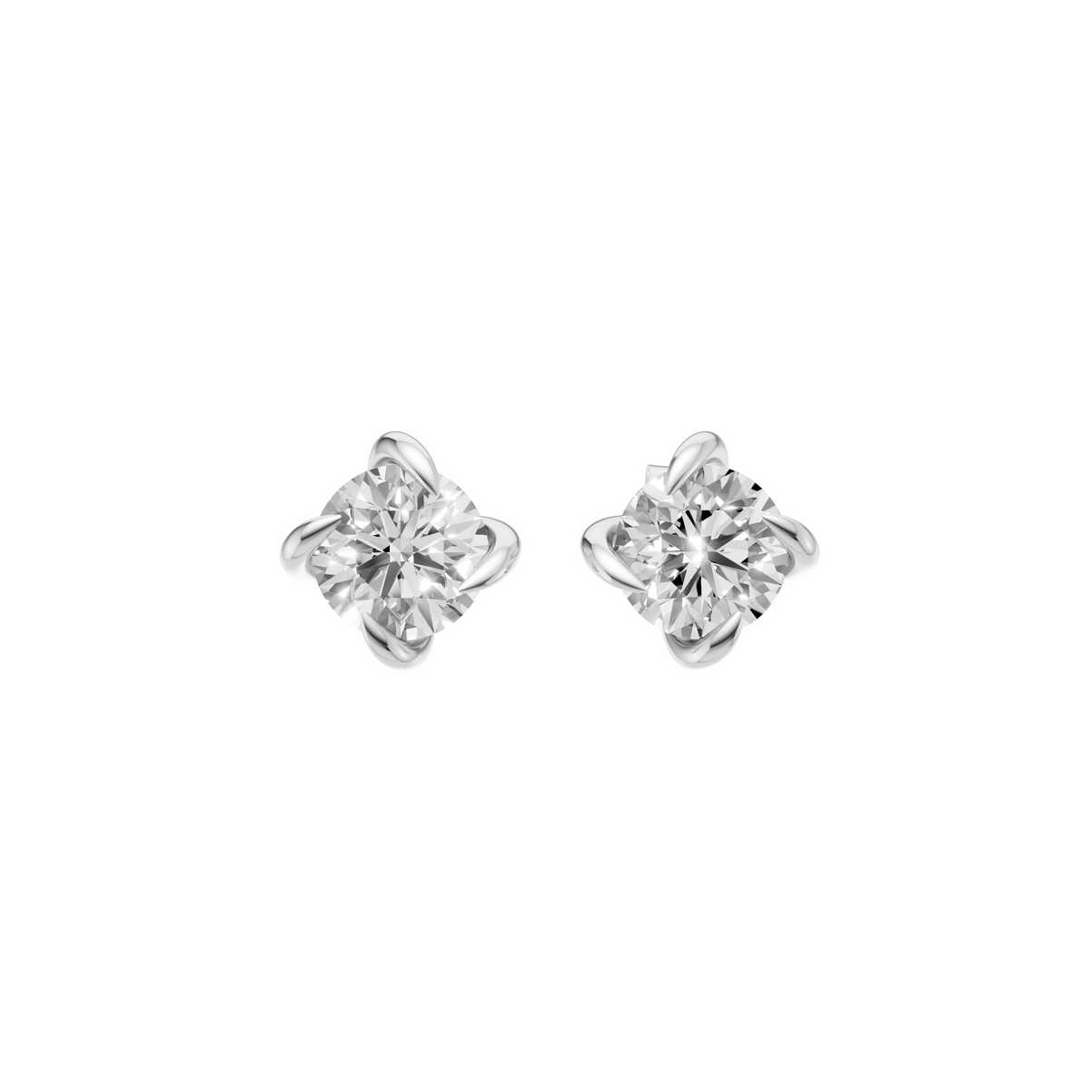 Lucia Round Diamond Claw Prong Solitaire Stud Earrings