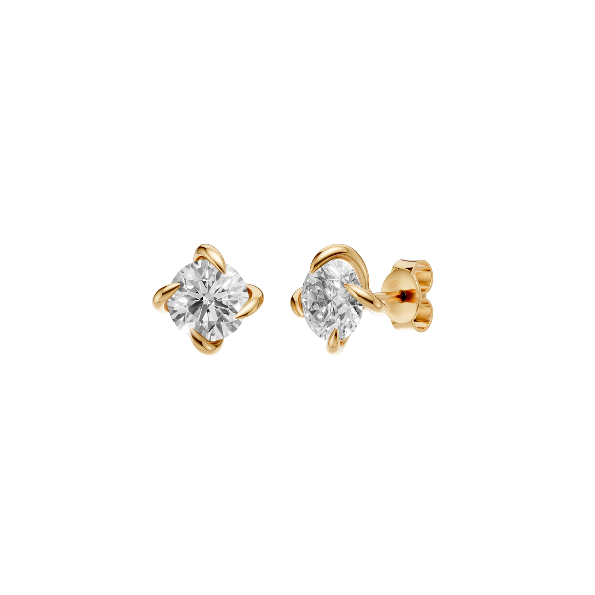 Lucia Round Diamond Claw Prong Solitaire Stud Earrings