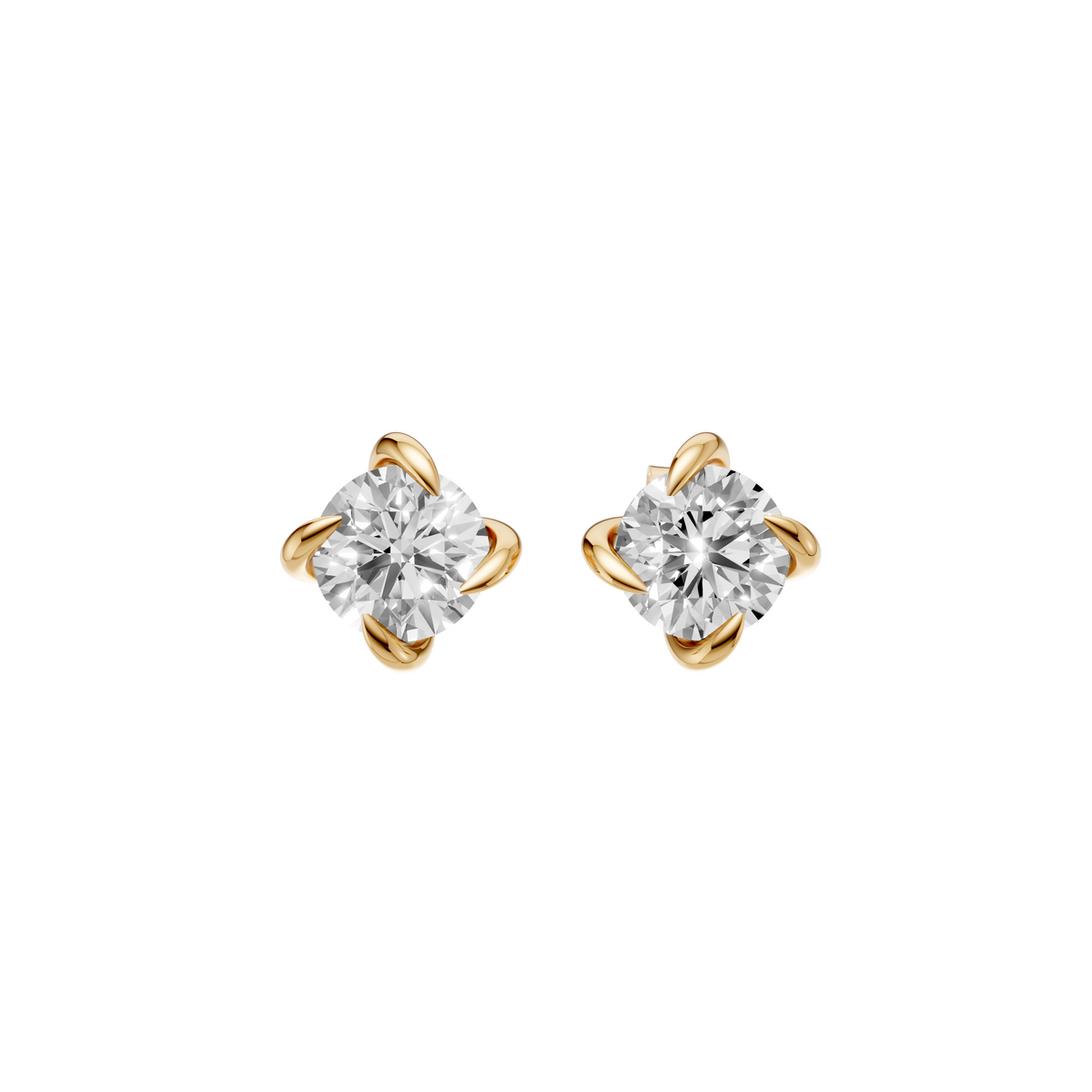Lucia Round Diamond Claw Prong Solitaire Stud Earrings