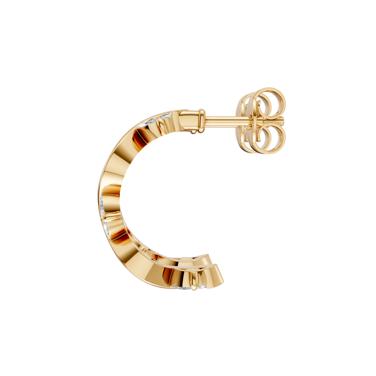 Willow Marquise Diamond Twisted Half Hoop Earrings – 14K Gold