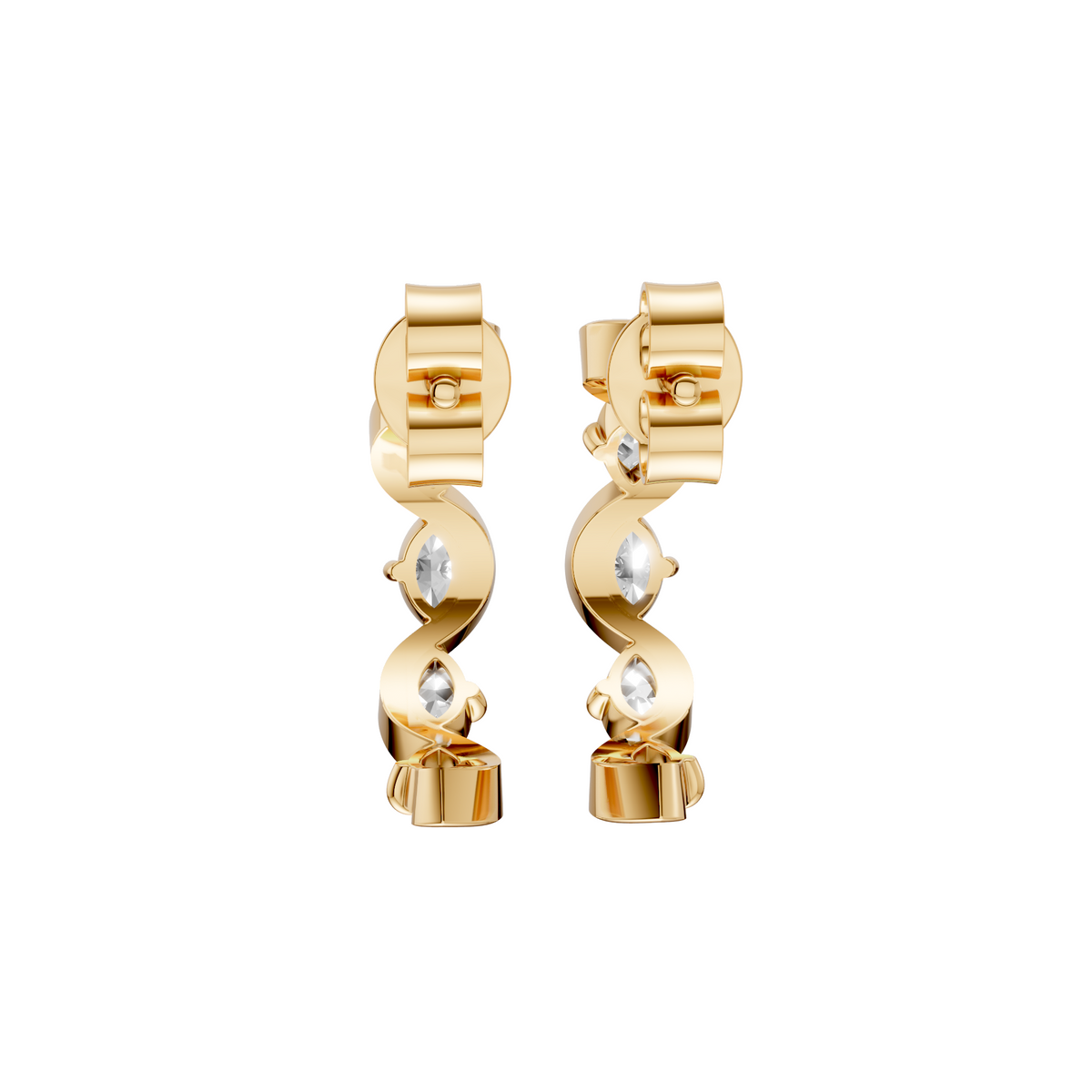 Willow Marquise Diamond Twisted Half Hoop Earrings – 14K Gold