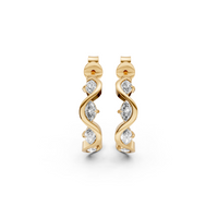 Willow Marquise Diamond Twisted Half Hoop Earrings – 14K Gold