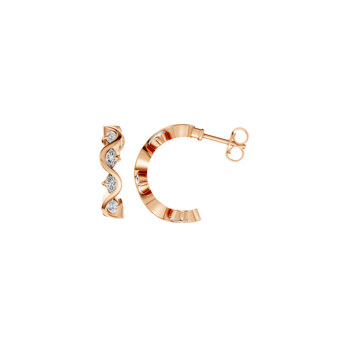 Wren Graduated Marquise Diamond Twisted Half Hoop Earrings