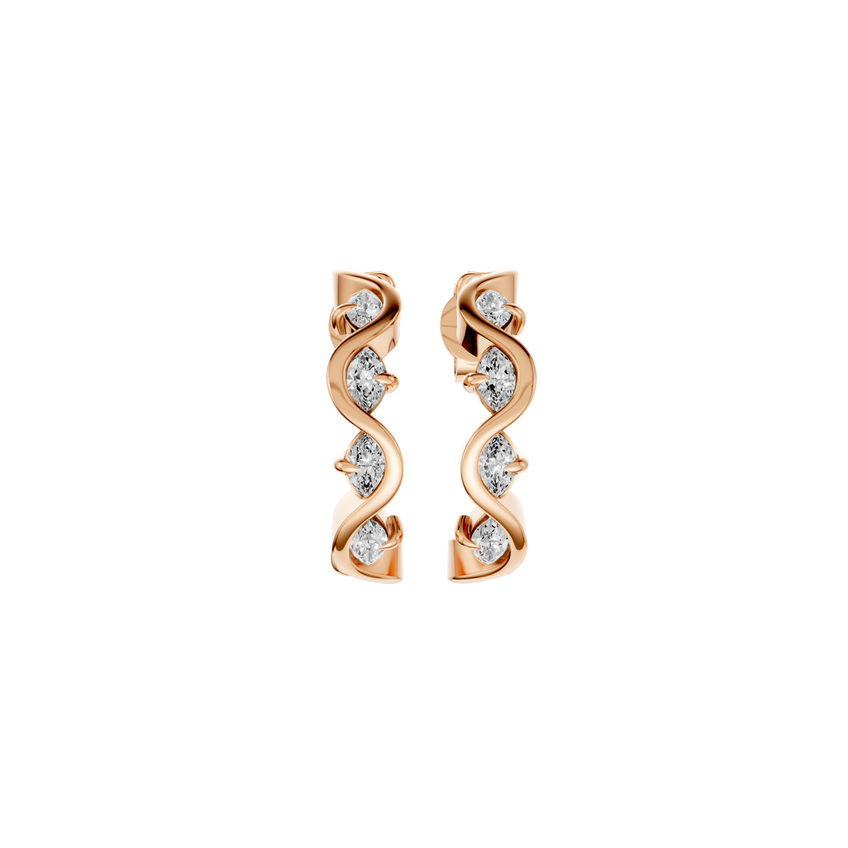 Wren Graduated Marquise Diamond Twisted Half Hoop Earrings