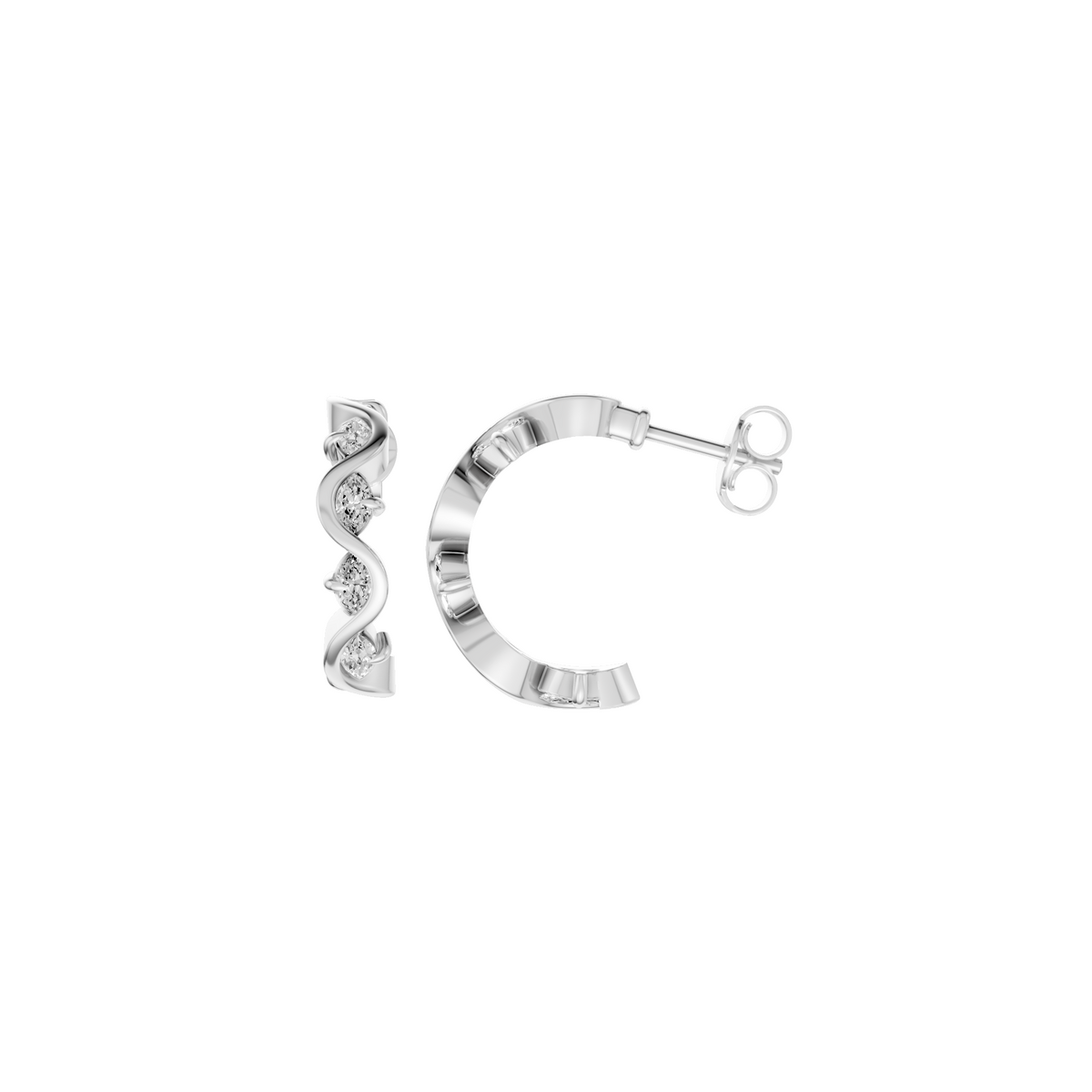Wren Graduated Marquise Diamond Twisted Half Hoop Earrings