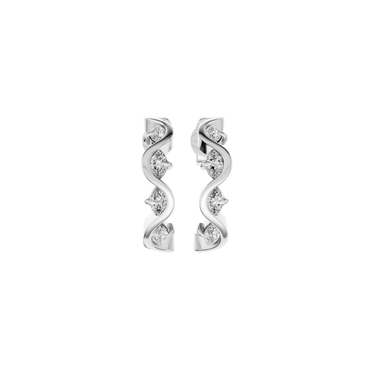 Wren Graduated Marquise Diamond Twisted Half Hoop Earrings