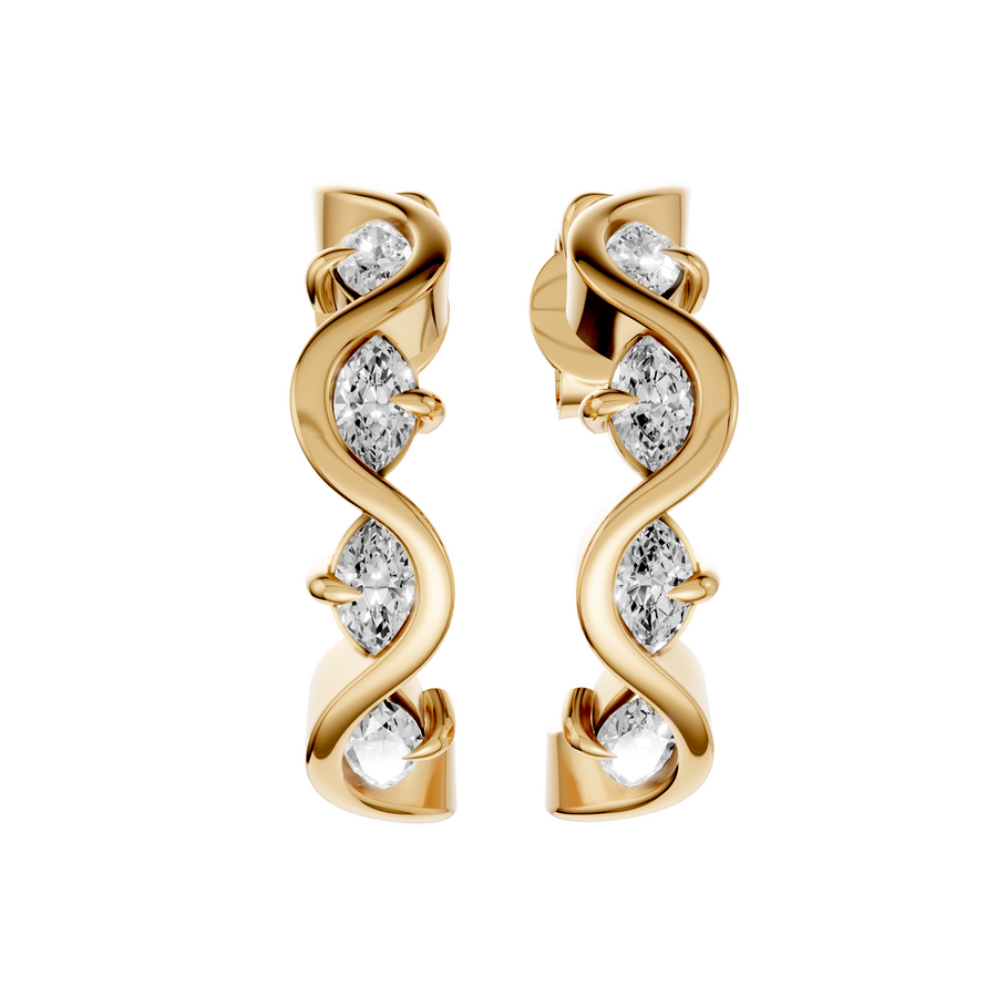 Wren Graduated Marquise Diamond Twisted Half Hoop Earrings