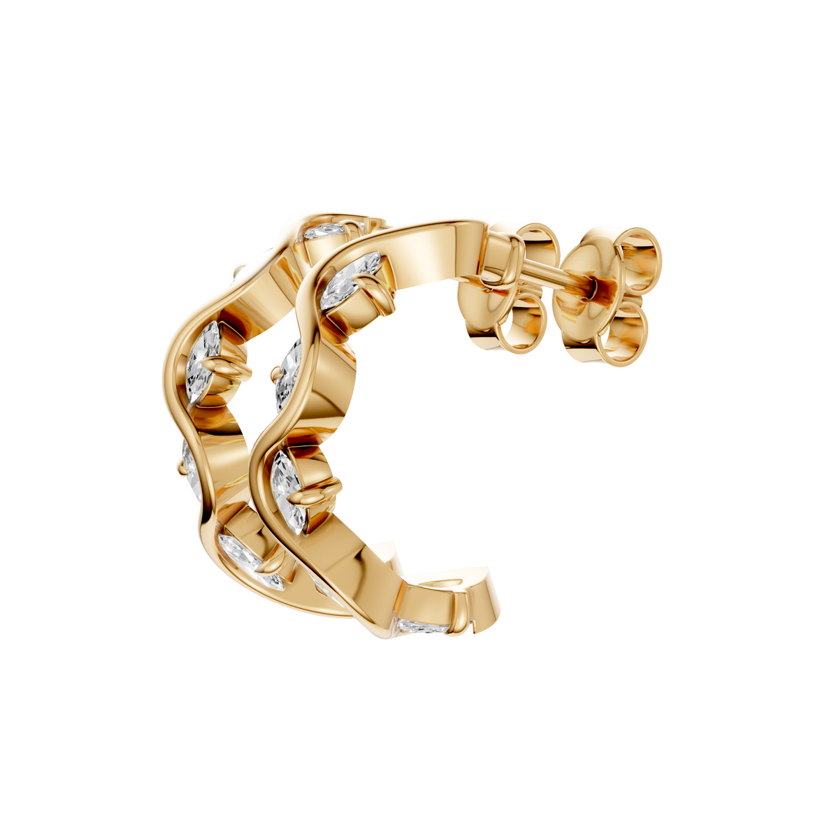 Wren Graduated Marquise Diamond Twisted Half Hoop Earrings