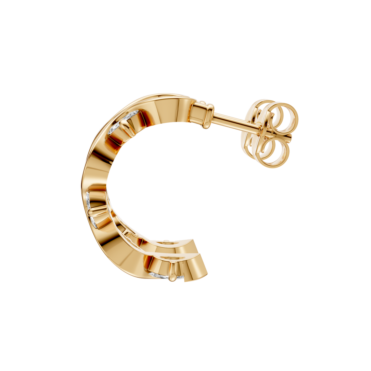 Wren Graduated Marquise Diamond Twisted Half Hoop Earrings