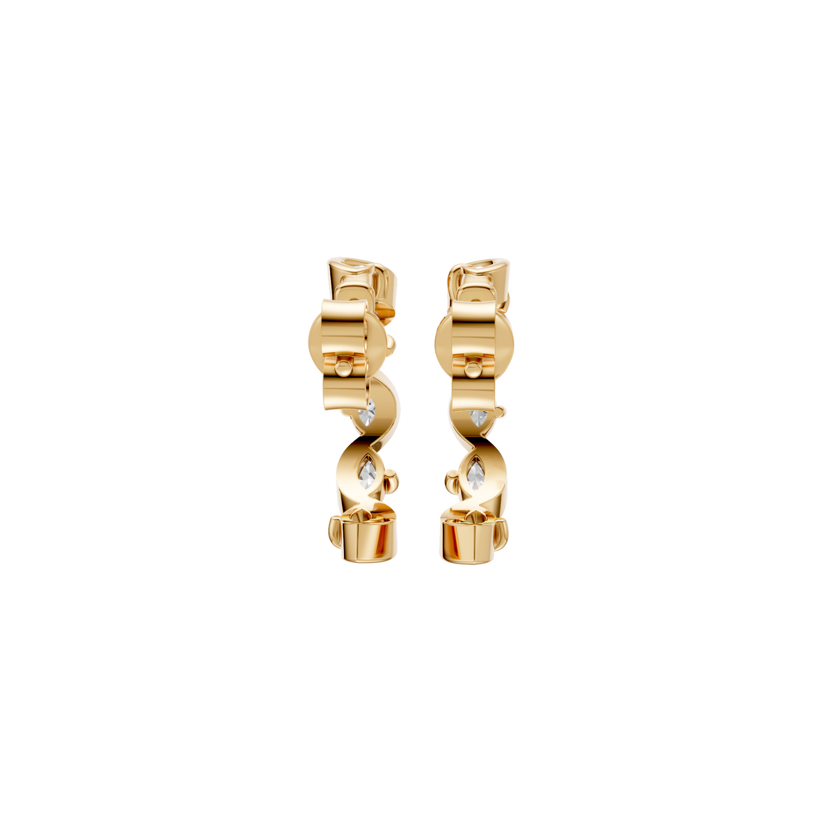 Wren Graduated Marquise Diamond Twisted Half Hoop Earrings