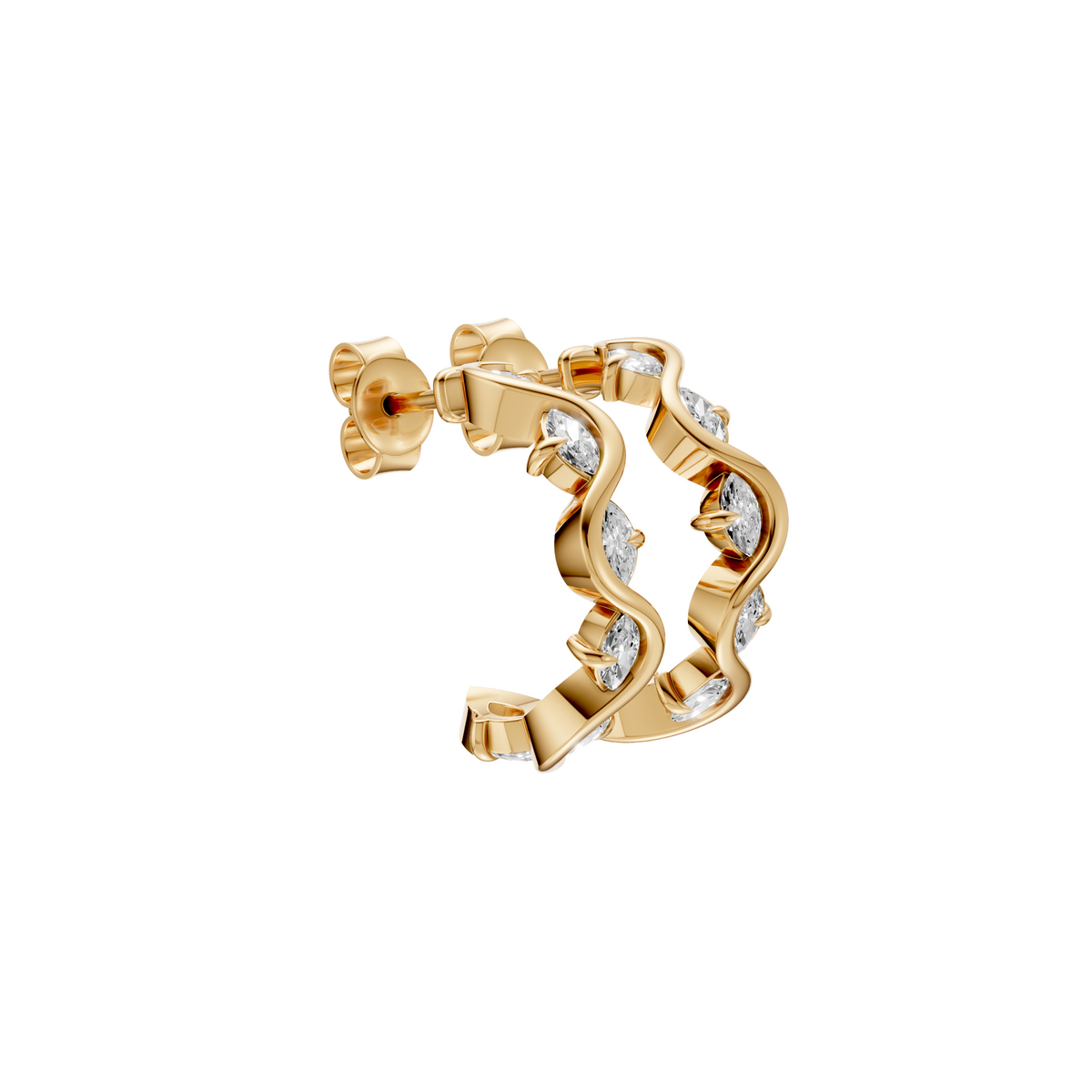 Wren Graduated Marquise Diamond Twisted Half Hoop Earrings