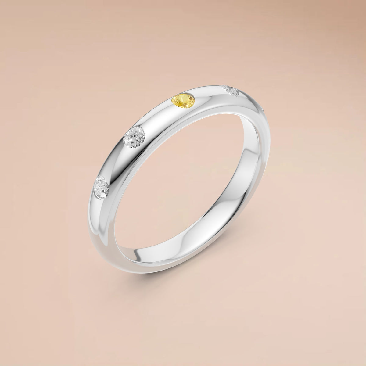 Aurelia Scattered Diamond Band Ring Yellow Diamond Accent