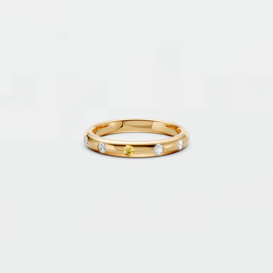 Aurelia Scattered Diamond Band Ring Yellow Diamond Accent