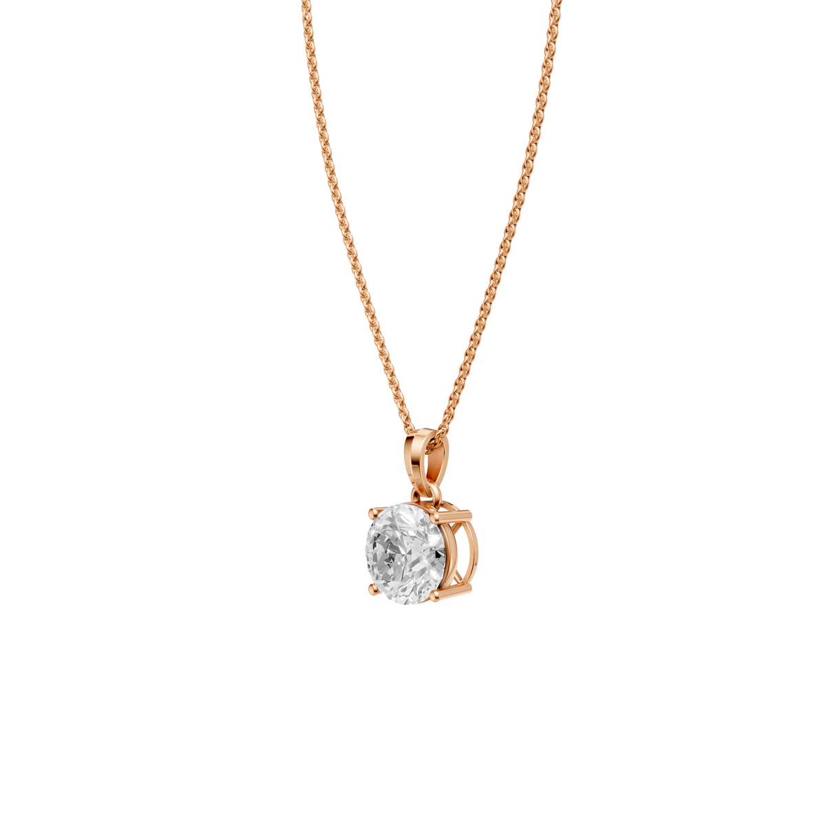 Elara Round Diamond Solitaire Pendant in 14K Solid Gold